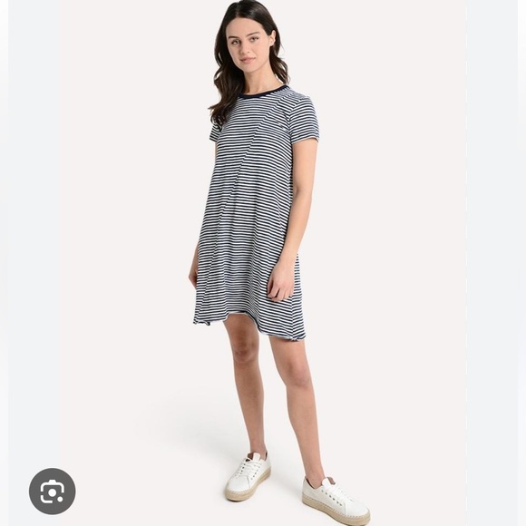 ATM Striped Jersey Short Sleeve T Shirt Dress Pima Cotton - Picture 1 of 8